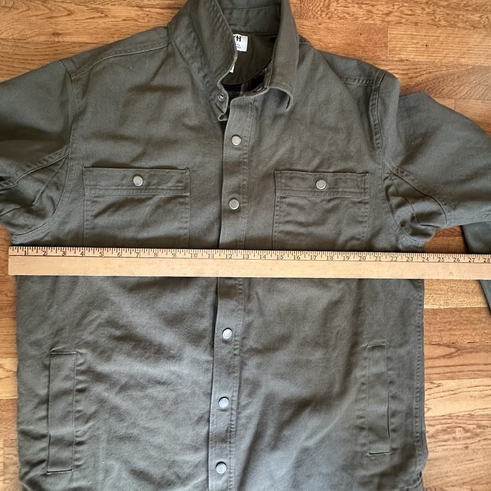 Duluth Trading Co Fire Hose Shirt Jacket Mens large Olive Green Flannel Lined - Picture 13 of 13